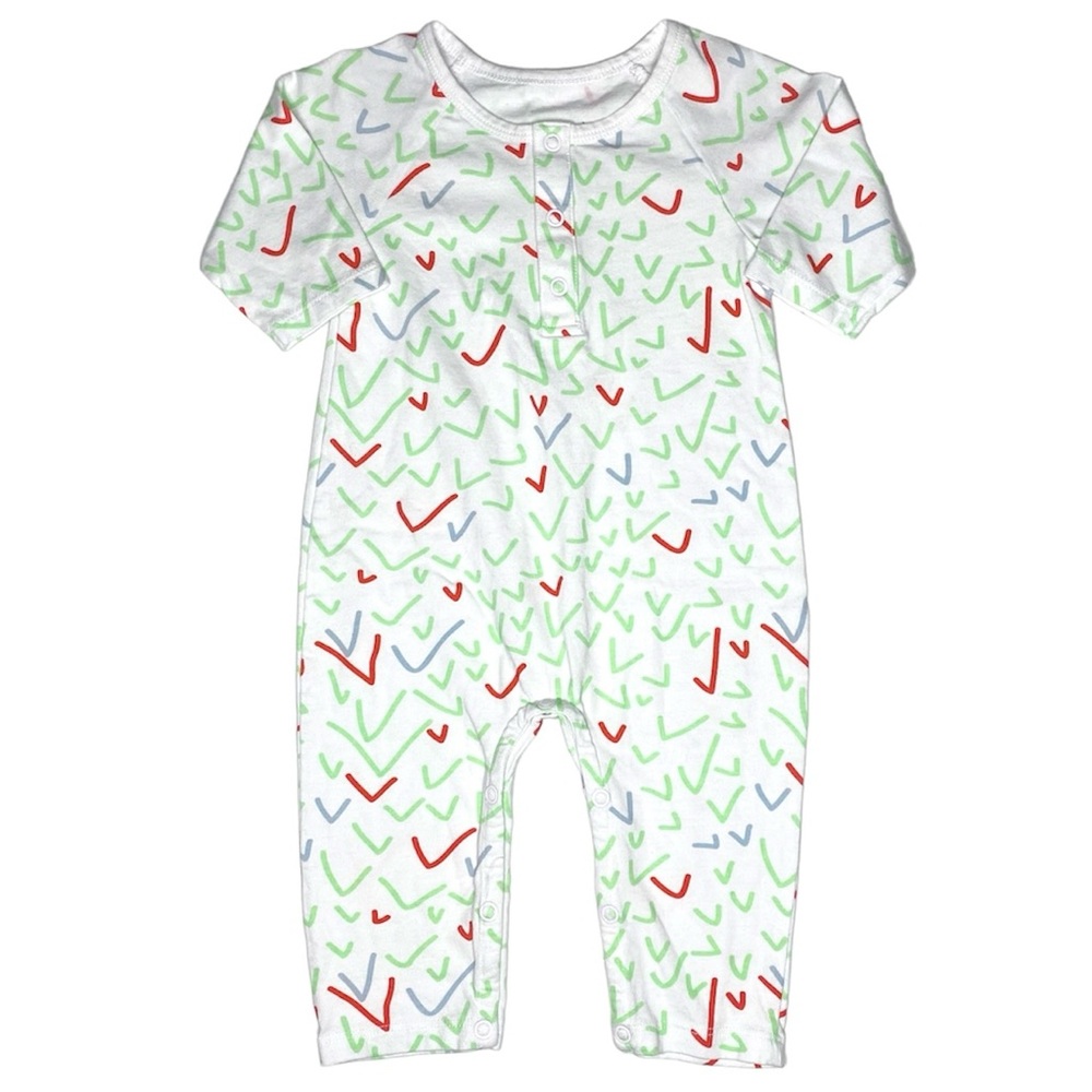 June & January White Check Mark Print Romper Size 0/6M